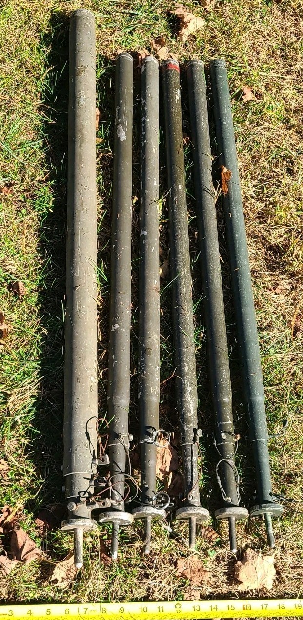 6 MILITARY Telescopic  Aluminum Tent Post/Poles  (5) @ 86" & (1) @ 127"