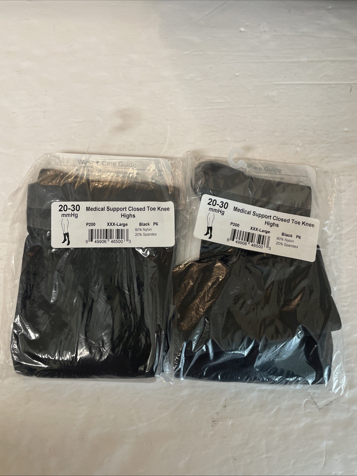 Ames Walker Medical Support Closed Toe Knee High 20-30 mmHg XXXL Black Lot Of 2