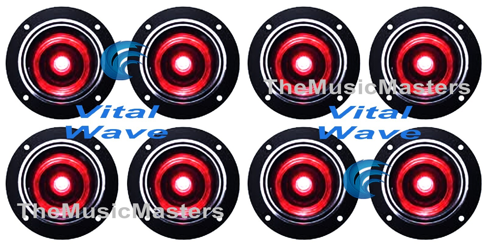 8 Pack 4 inch Red LED Super Bullet Horn TWEETER Speakers Car Audio Home Stereo