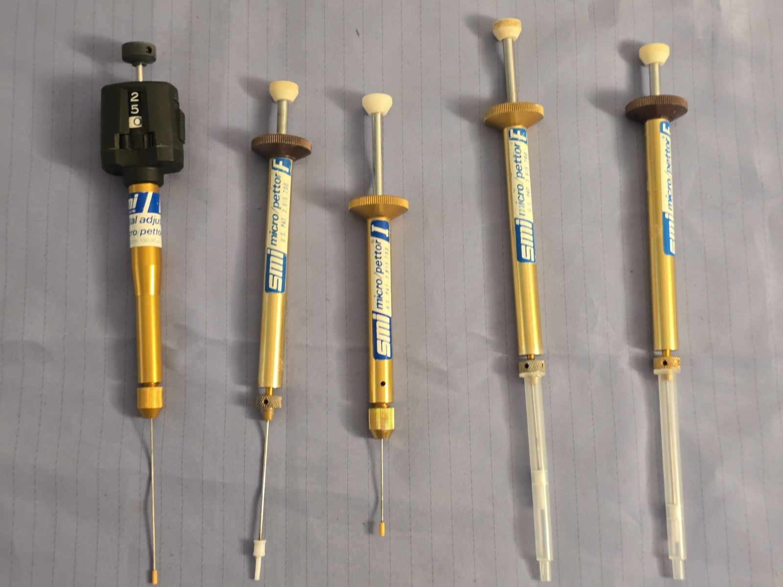 Vintage SMI Micro/Pettor Pipette Lot - 5pc Assortment Series A, B, C -...