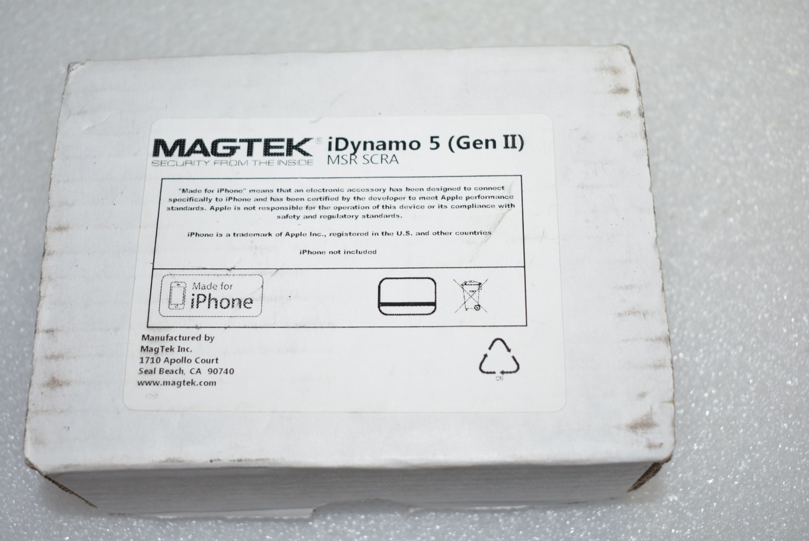 MAGTEK 21087013 iDYNAMO 5 (GEN II) CARD READER FOR IPHONE IPAD W/LIGHTNING PORT