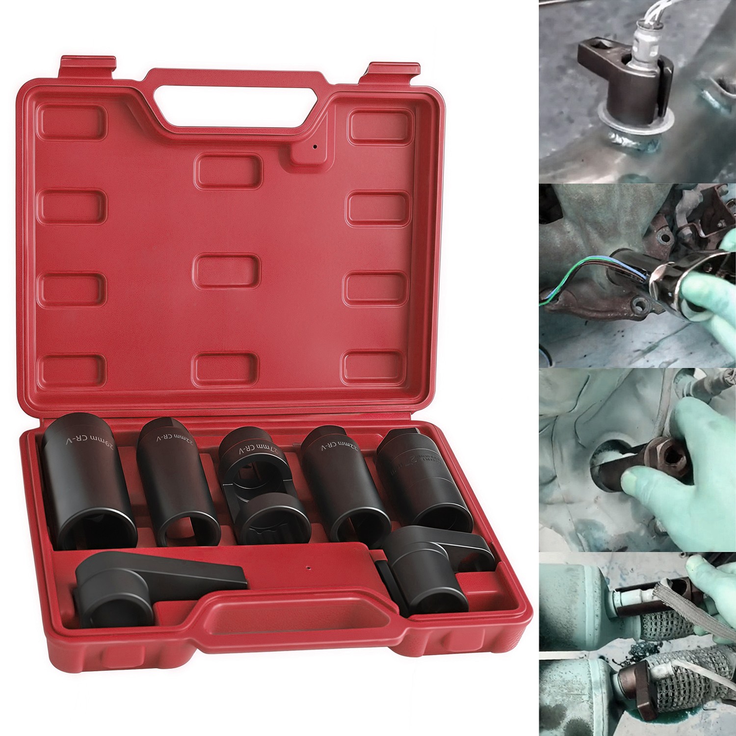 7PCS Automotive O2 Oxygen Sensor Socket Set Offset 02 Sensor Wrench Remover Tool