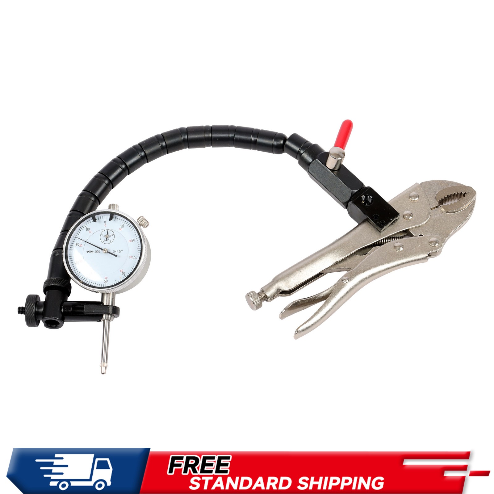 Precision Flex Arm Vise, 1" Dial Test Indicator .001" Grad, Lug Mount