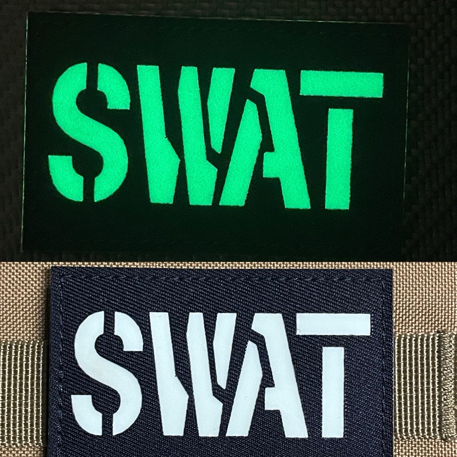 SWAT Reflective IR Glow Tactical Duty Patch Hook Loop Backing