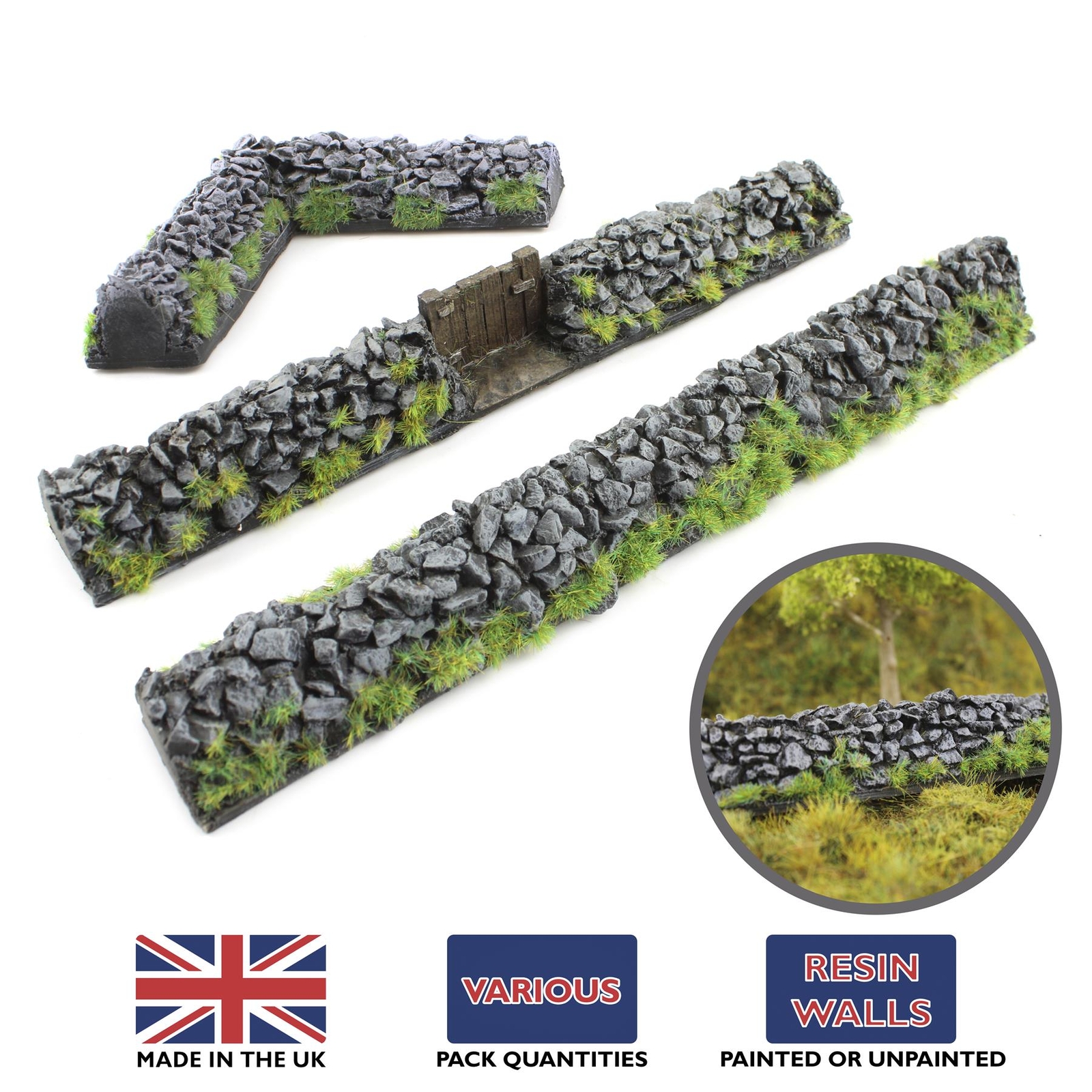 Rubble Stone Wall | 20mm - 28mm Scale Resin Wargaming Tabletop Terrain Scenery