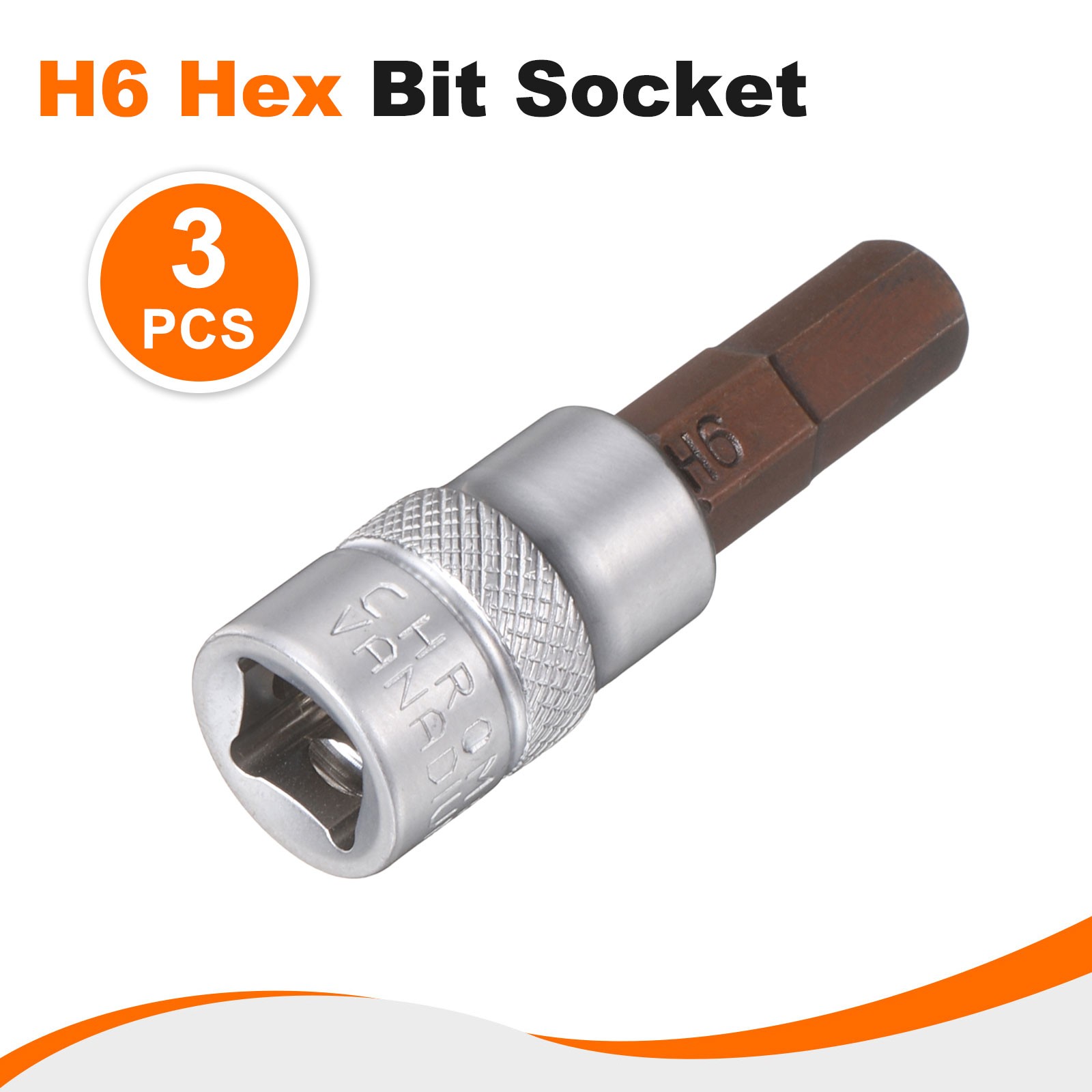 3pcs H6 Hex Bit Socket 1/4" Square Drive Metric Extension Impact Bit Red,