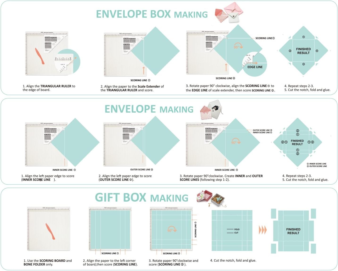 Bira Craft 12 X 12 inch Multi-Purpose Scoring Board & Score and Fold Tool