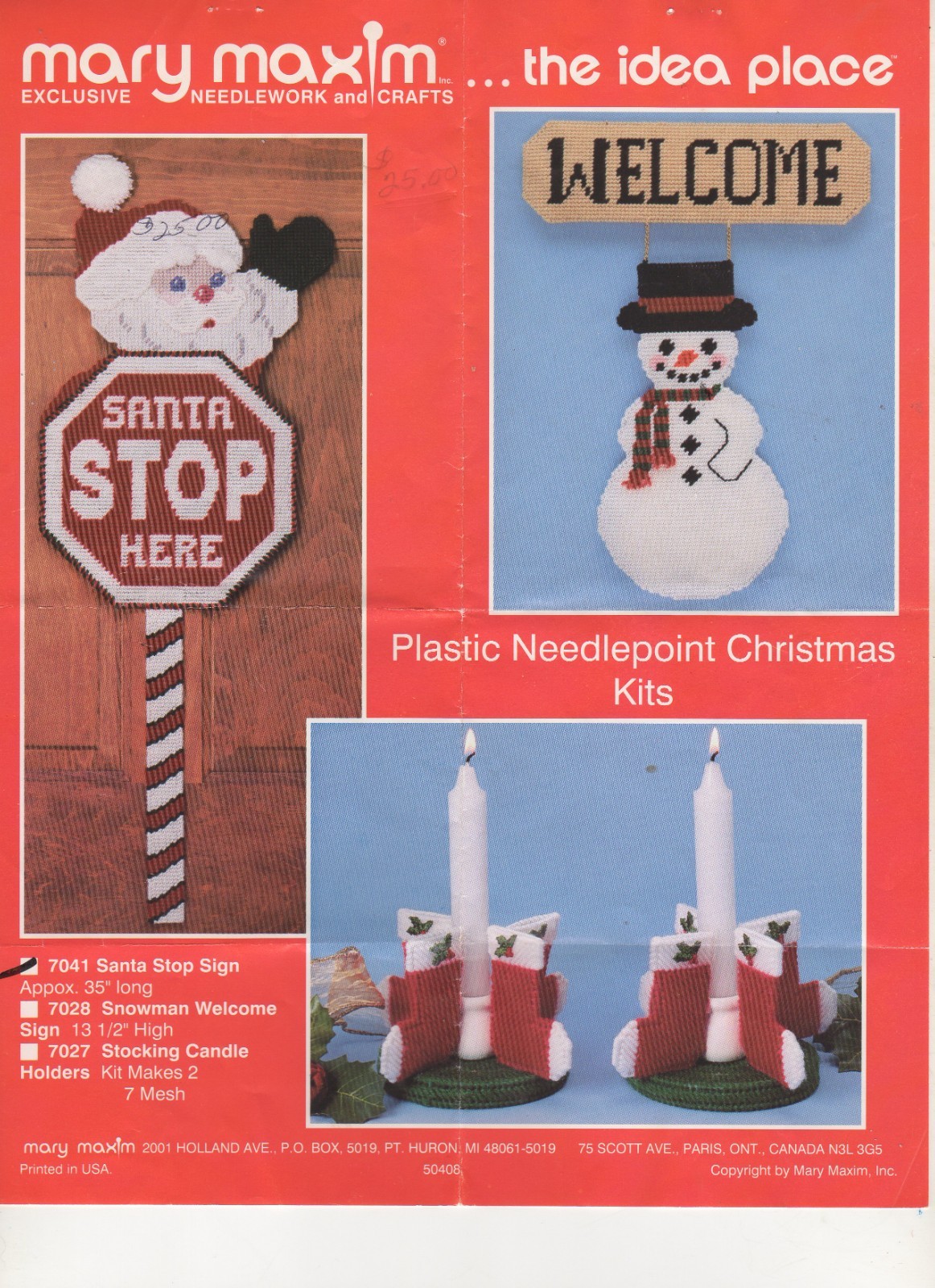 SANTA STOP SIGN WALL HANGING   plastic canvas  PATTERN (#TF0550)