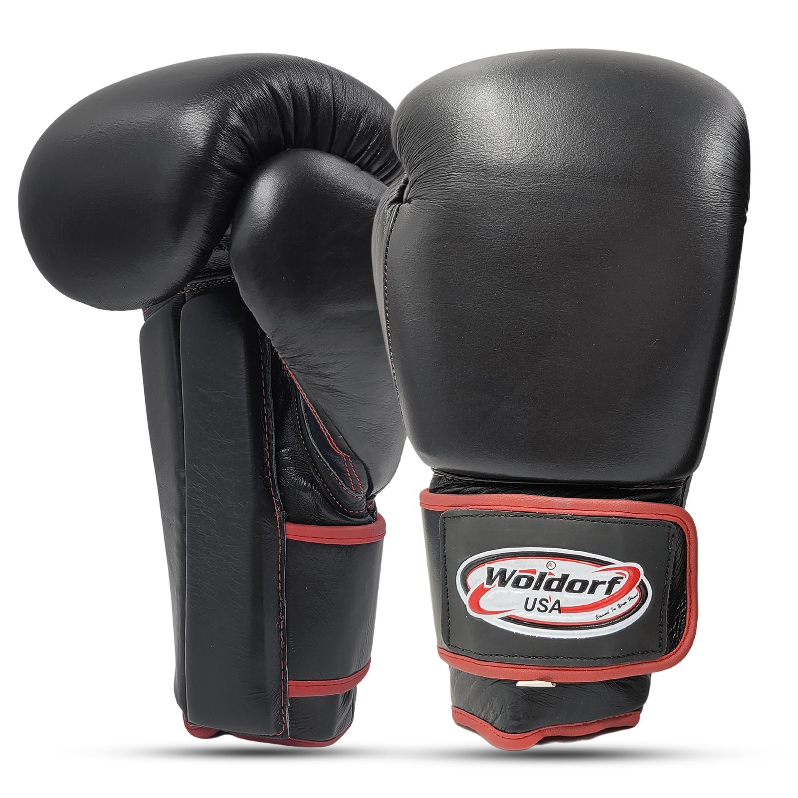 Genuine Leather Boxing Gloves Hook & Loop Wrist Sparring Training MMA Muay Thai