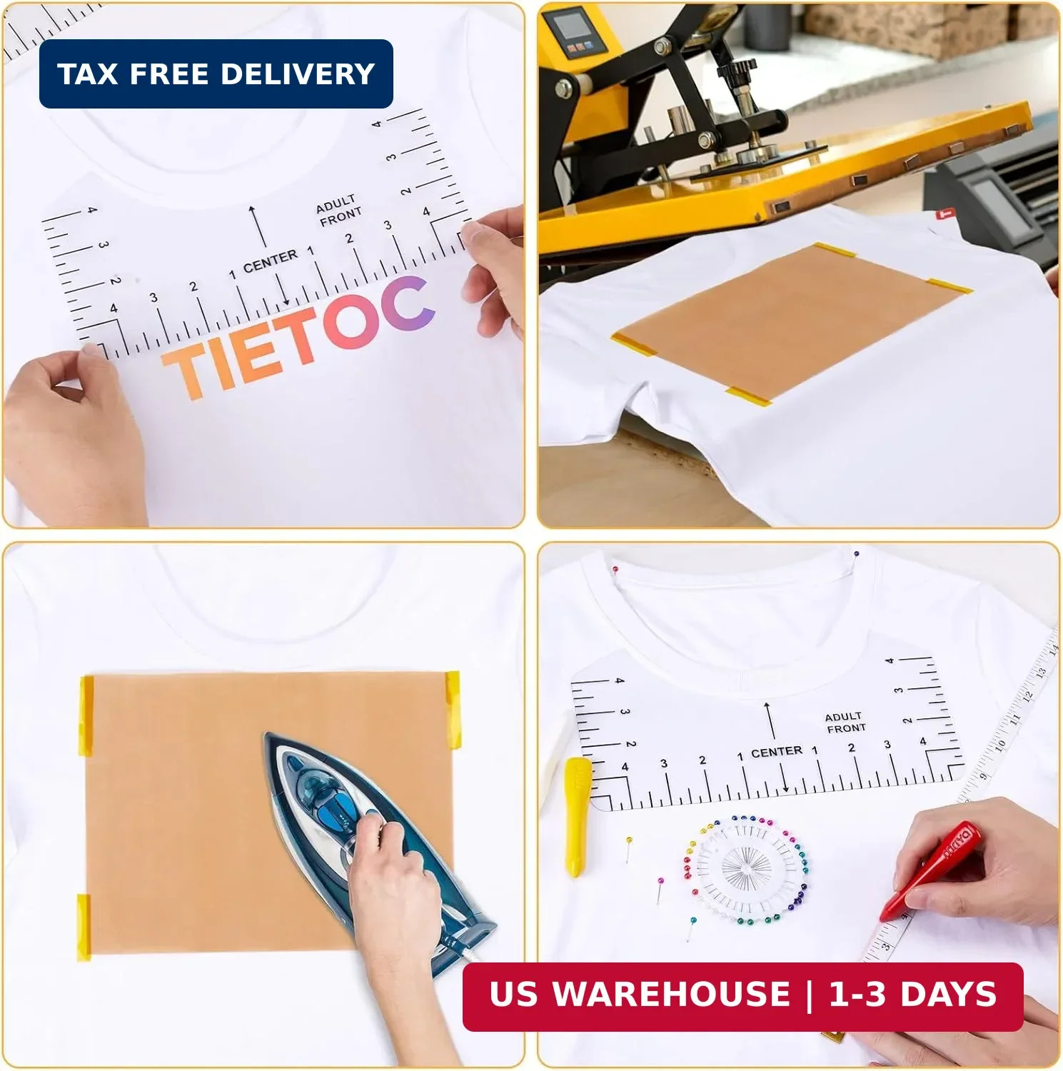 18Pcs Sublimation Accessories, Tshirt Ruler Guide Vinyl Alignment Tool, Heat Pre