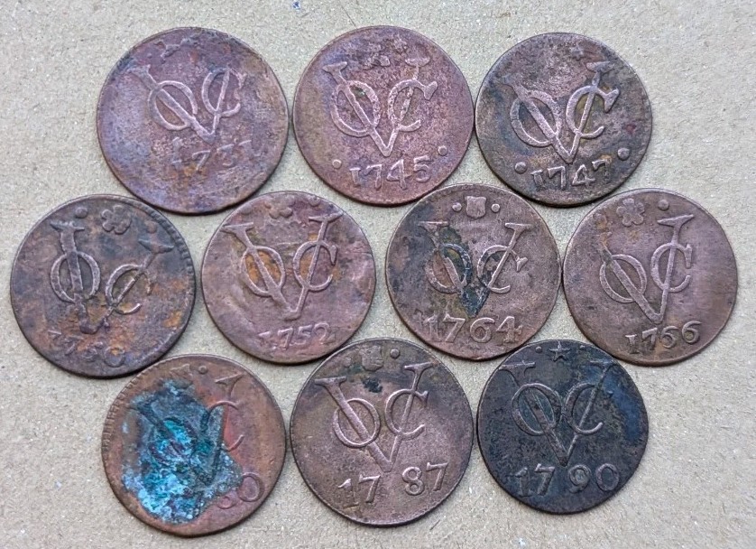 Lots 10 Pcs Dutch VOC Duit 1731 - 1790 New York Penny Copper Coin_A694