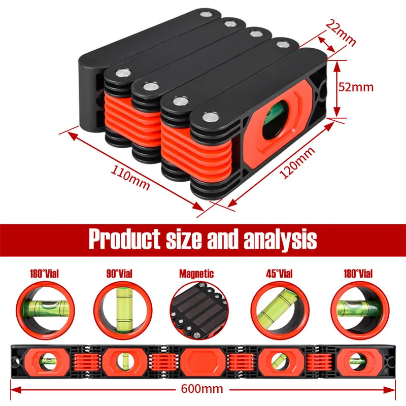 1pc Multi-Functional Foldable Level Meter Multi-Angle Measurement Pipes Building