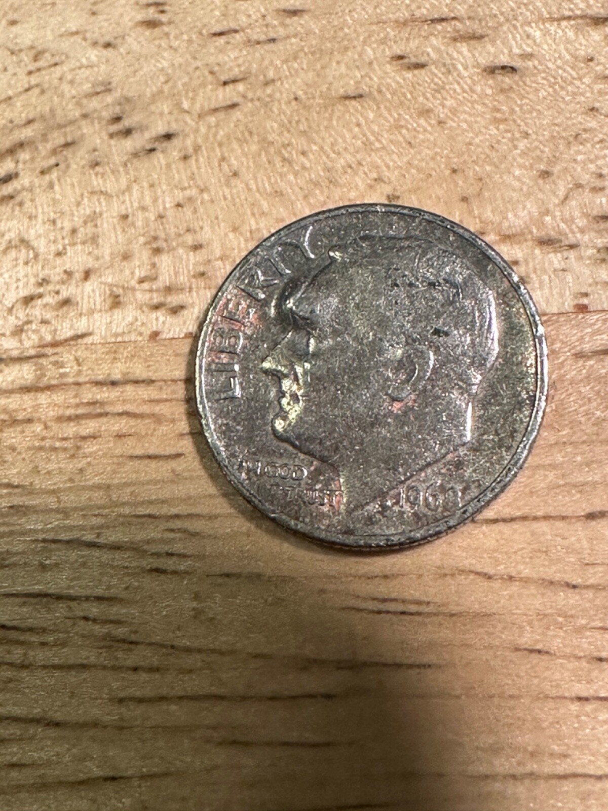1968 No Mint Mark & Bump on Forehead Error Roosevelt dime