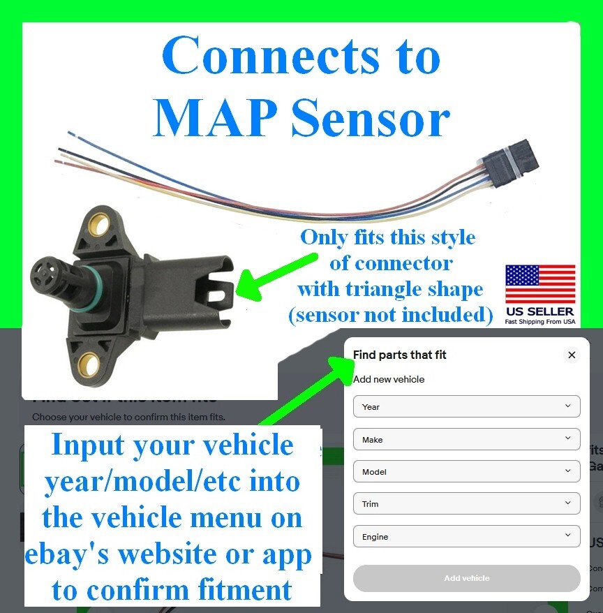 fits BMW MAP Sensor Connector Plug Wiring Harness Manifold Absolute Pressure