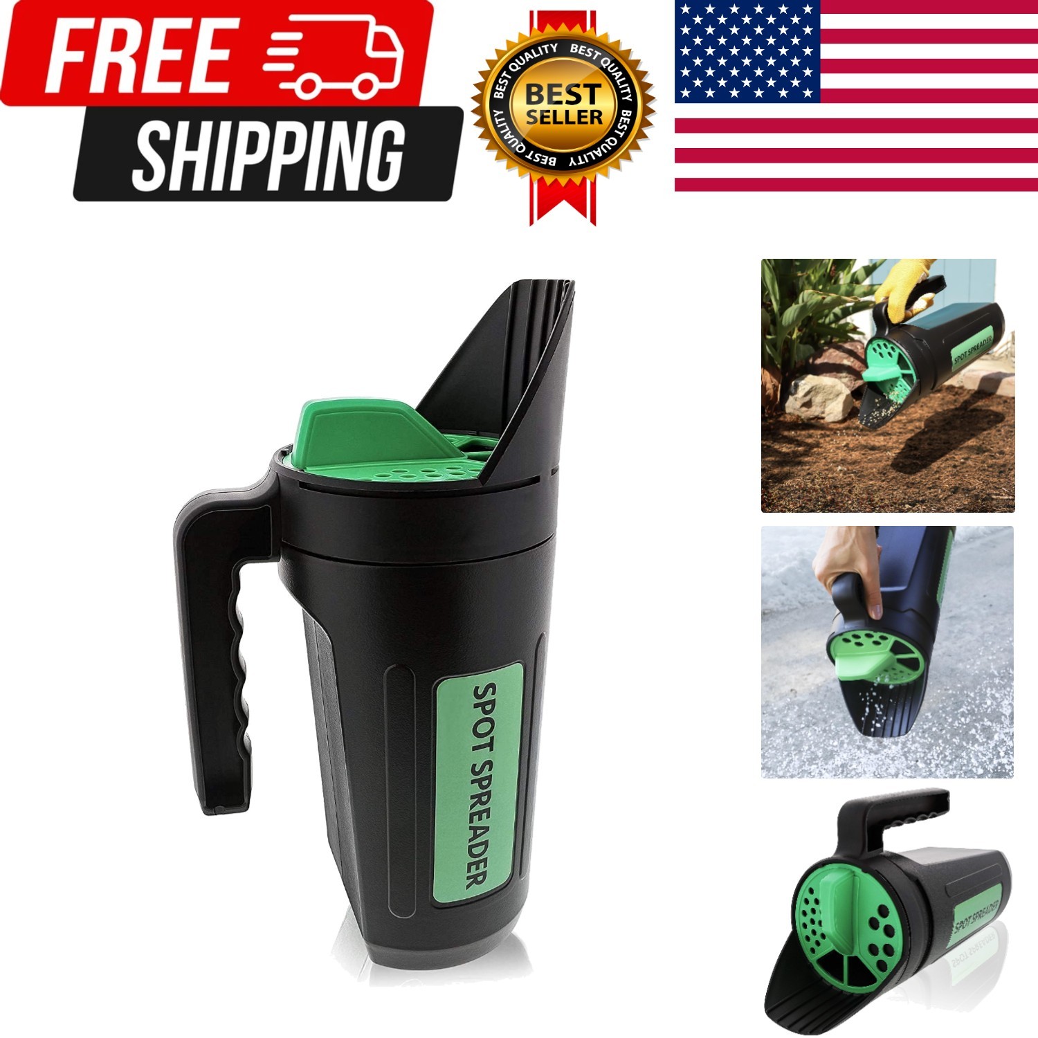 Hand Spreader Shaker for Seed, Salt, De-Icer, Ice Melt, Earth Food and Fertil...