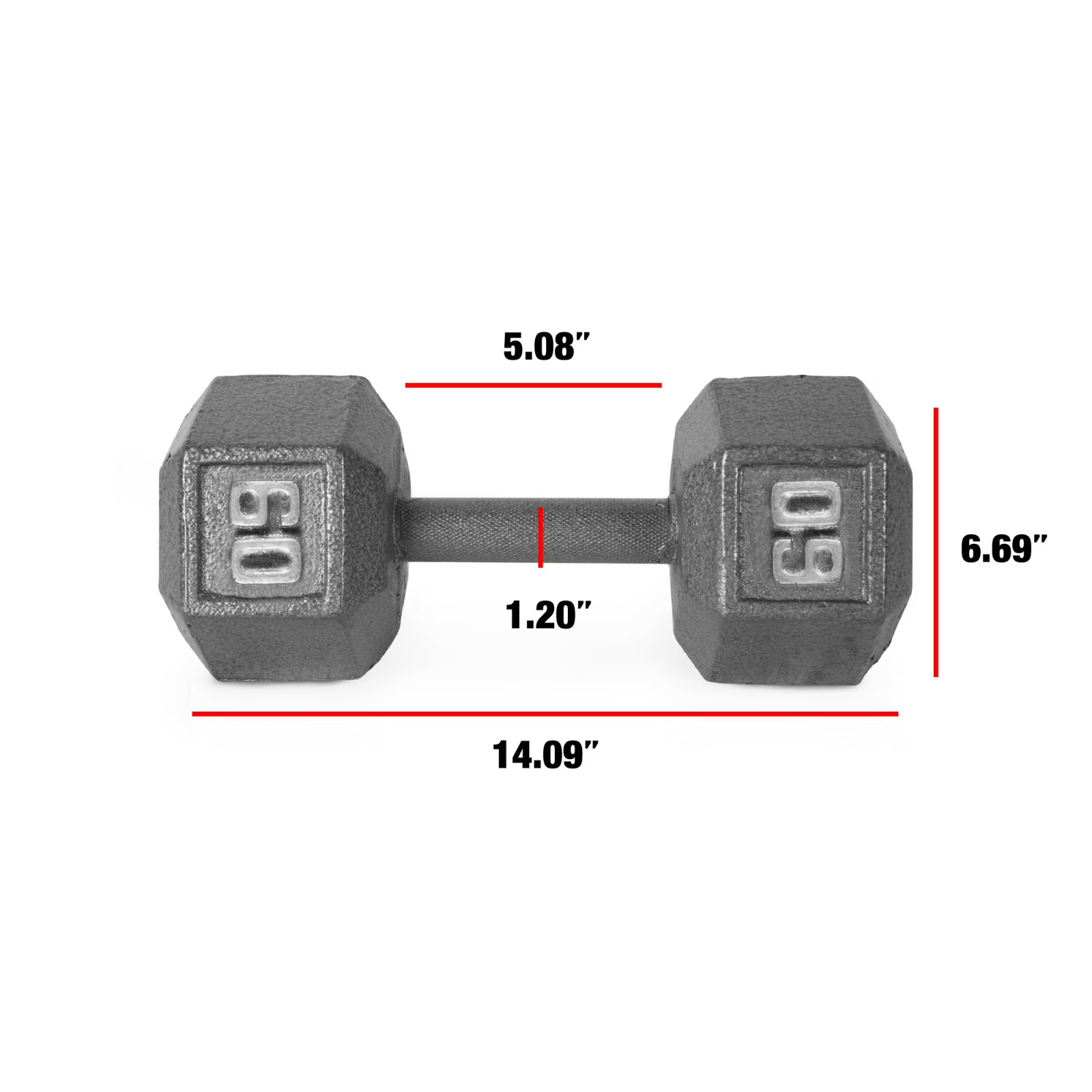 CAP Barbell 60lb Cast Iron Hex Dumbbell, Single