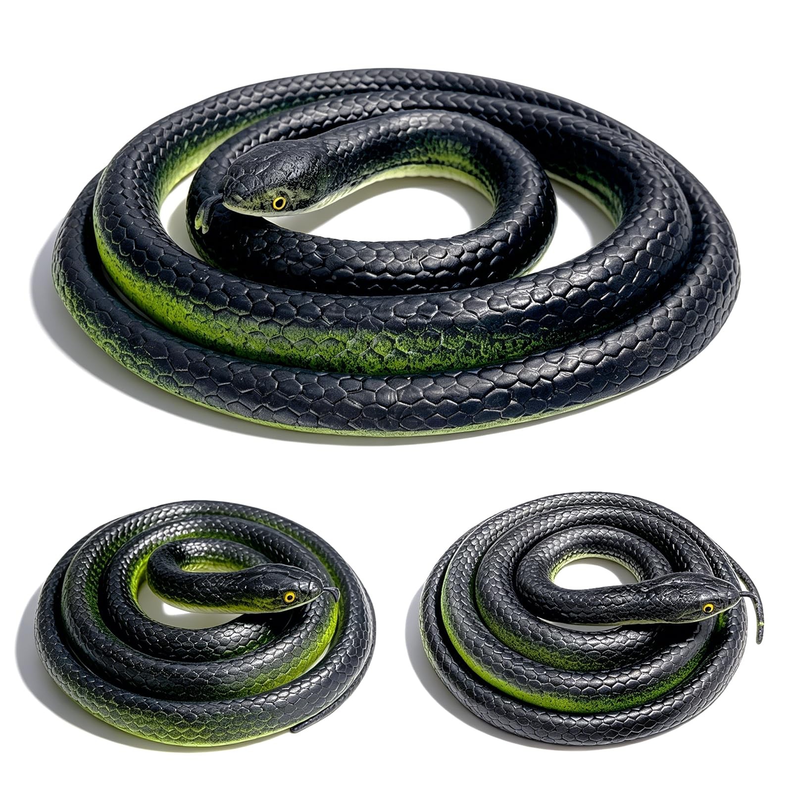 LRCXL 3 Pack Rubber Snakes Fake Snake, Realistic Large Toy 47" & 31.5"