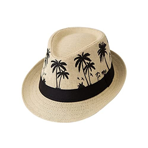 ECYC Ltd Panama Straw Hats Short Brim Fedora Straw Hat One Size Light Khaki