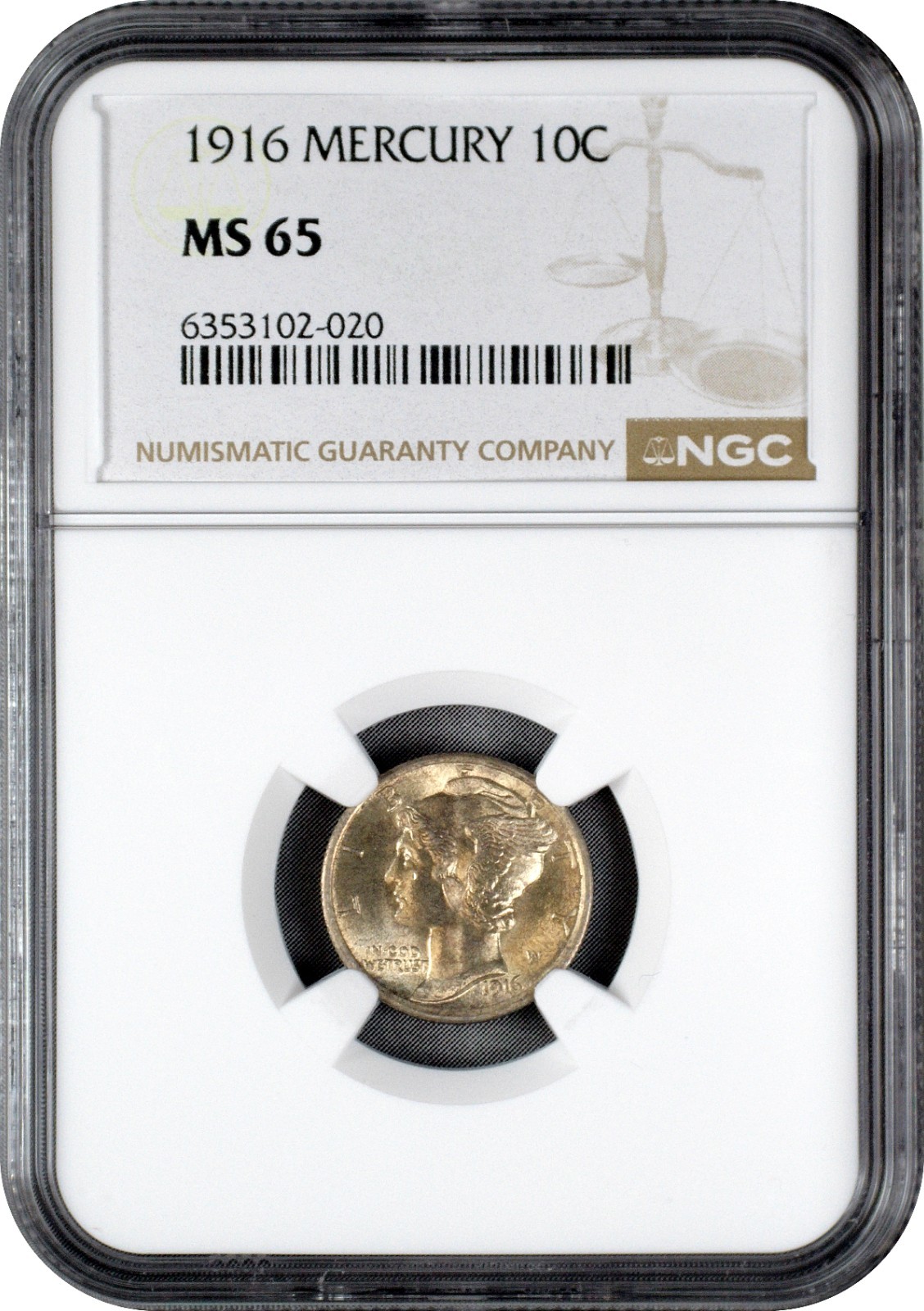 1916 Mercury Dime 10C NGC MS65 Gem Uncirculated NICE BANDS