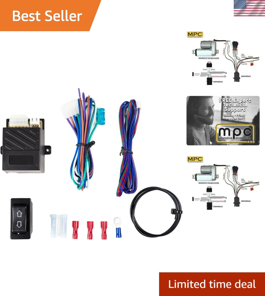 Lightweight Wiring Kit for 12V Linear Actuators with Rocker Switch Control