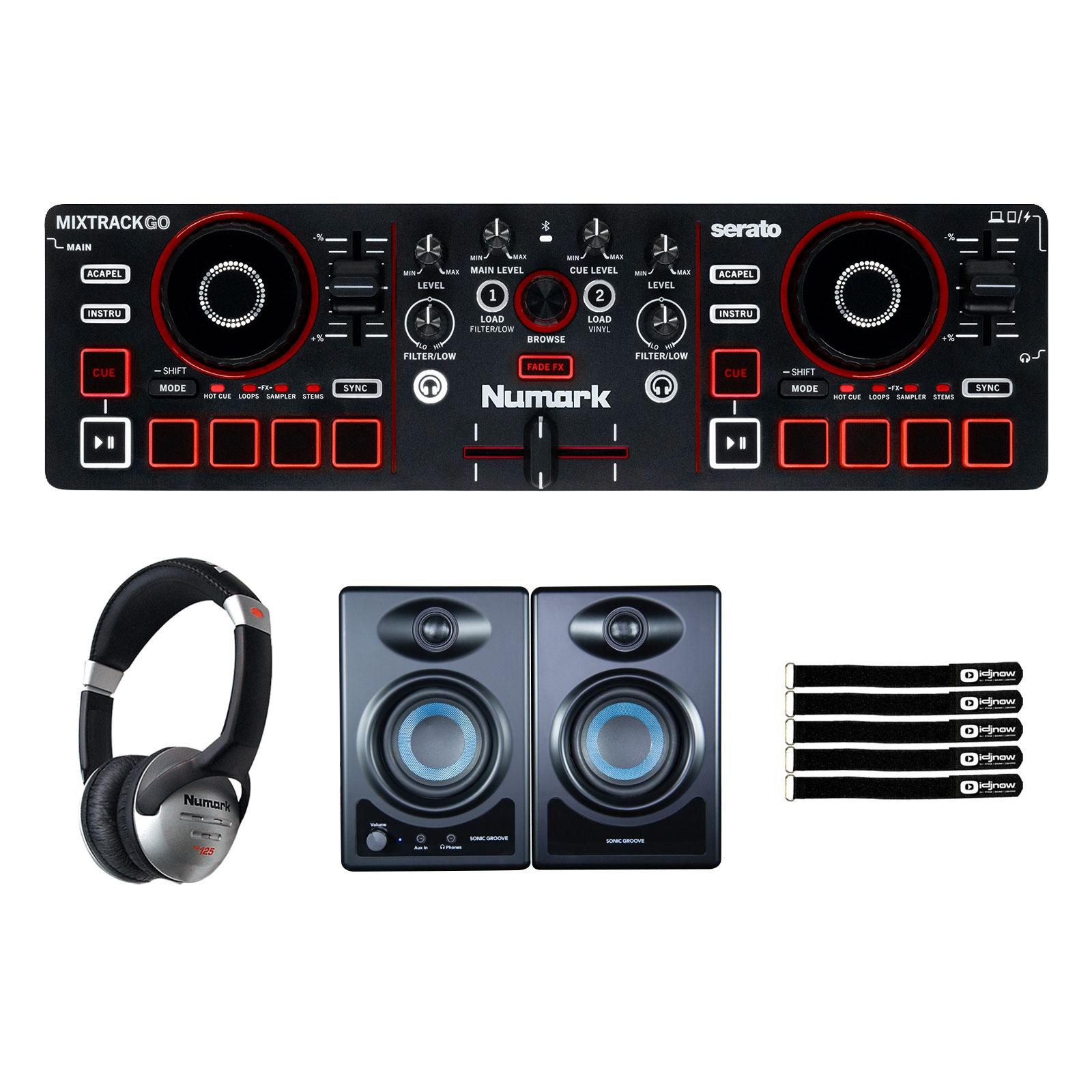 Numark MixTrack Go 2-Deck Controller w Speakers & Headphones Pack