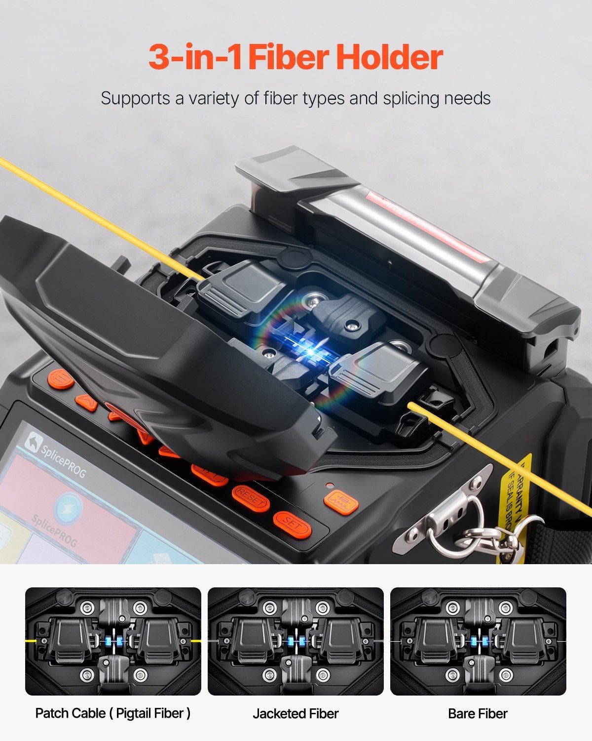 Fiber Optic Fusion Splicer 5" Screen 6 Motor Core Clad Alignment