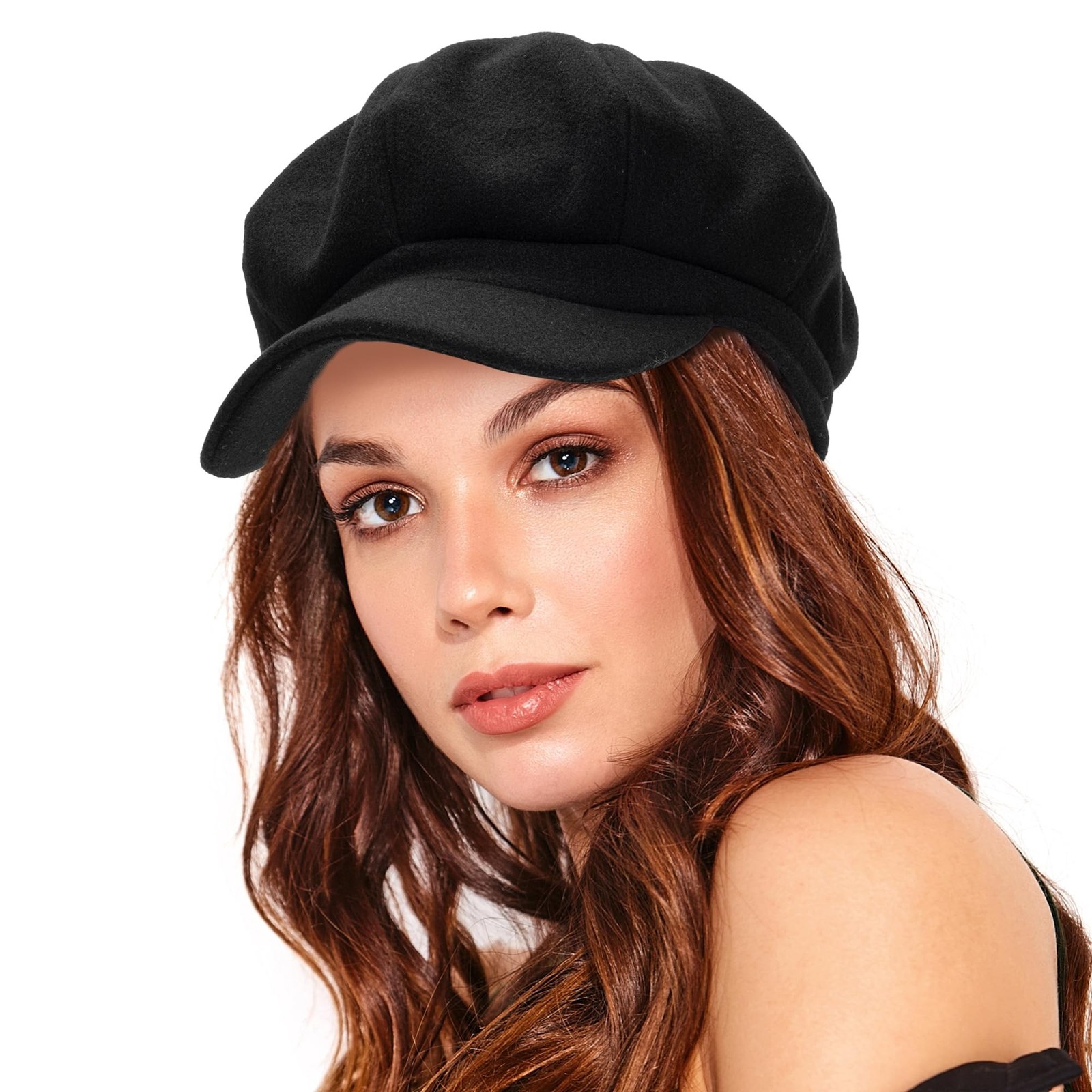 Women Felt Newsboy-Hat Classic Cabbie-Beret-Cap - Warm 1920s Gatsby Trucker-H...