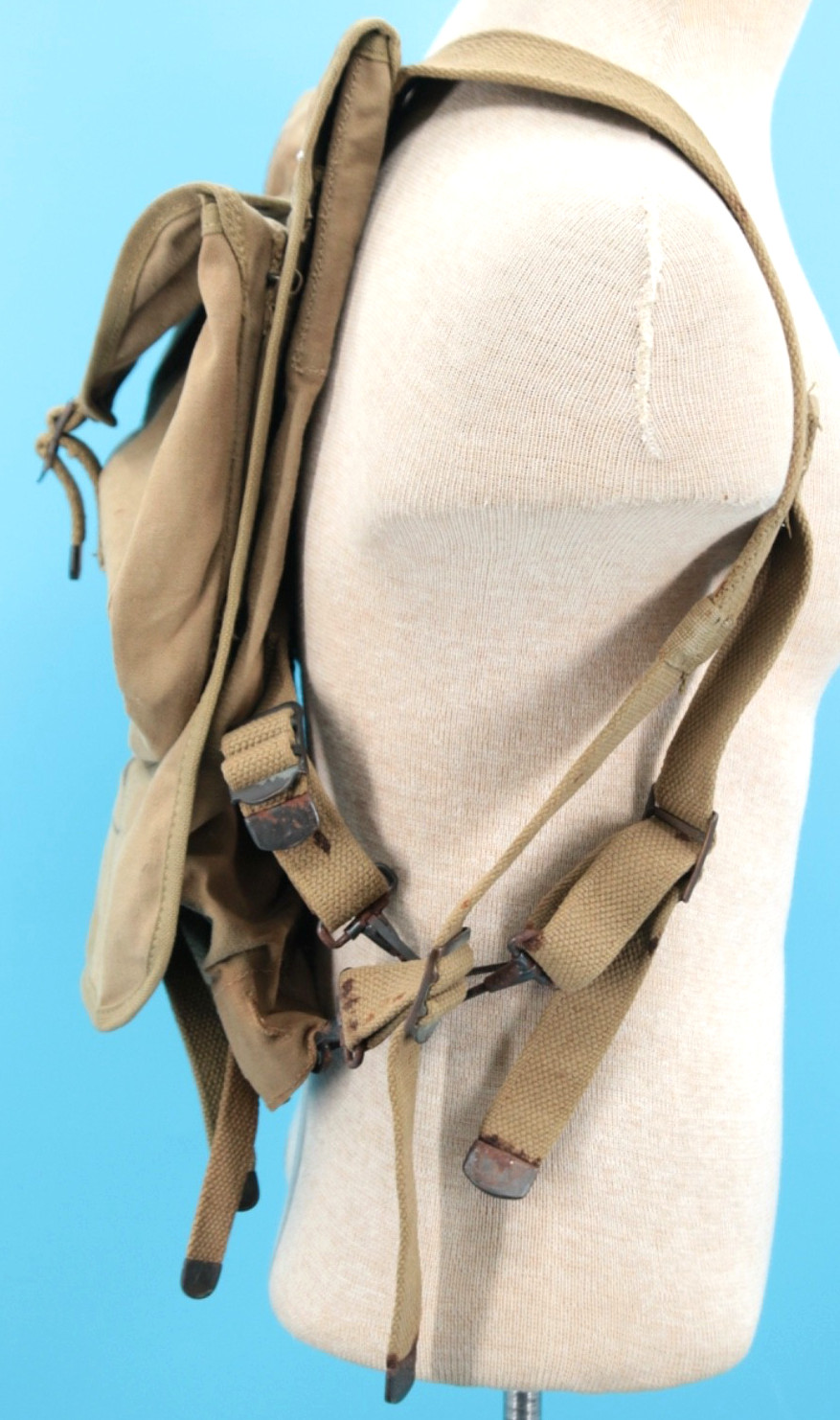 Vtg WWII US Army M1928 Canvas Haversack Backpack 1942 Dated WW2