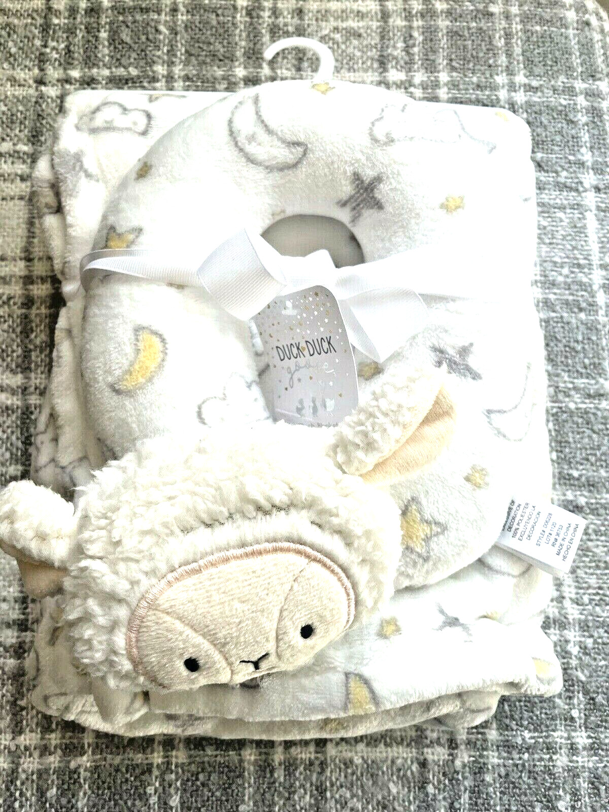 Duck Duck Goose Baby Blanket Nursery Travel Pillow Plush Lamb EASTER Gift Set