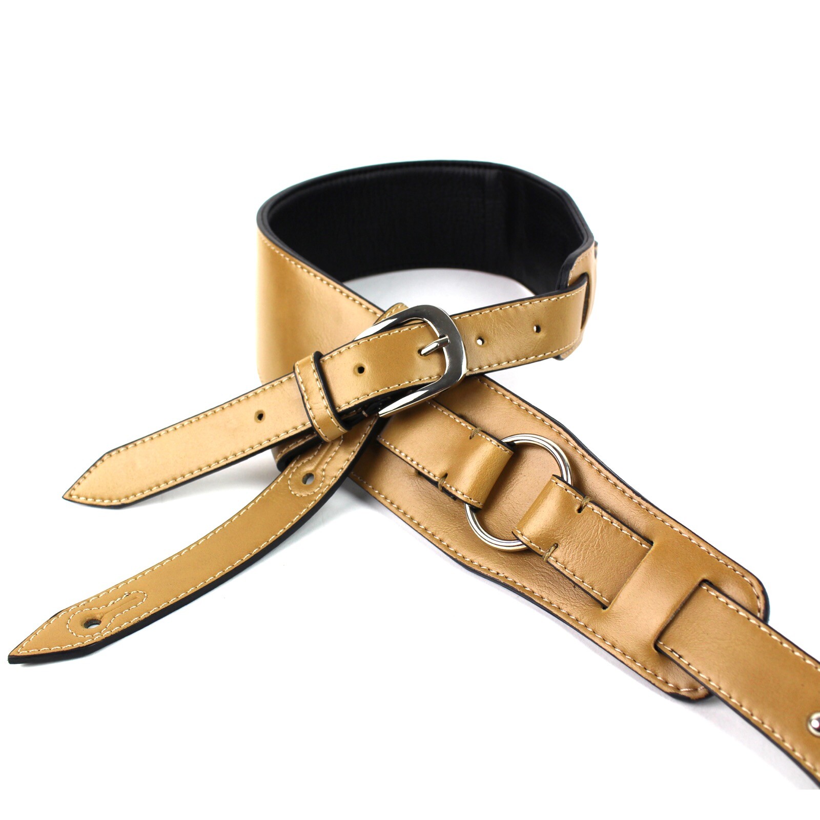 Walker & Williams G-817 Rye Tan Harness Ring Strap-Padded Glove Leather Back