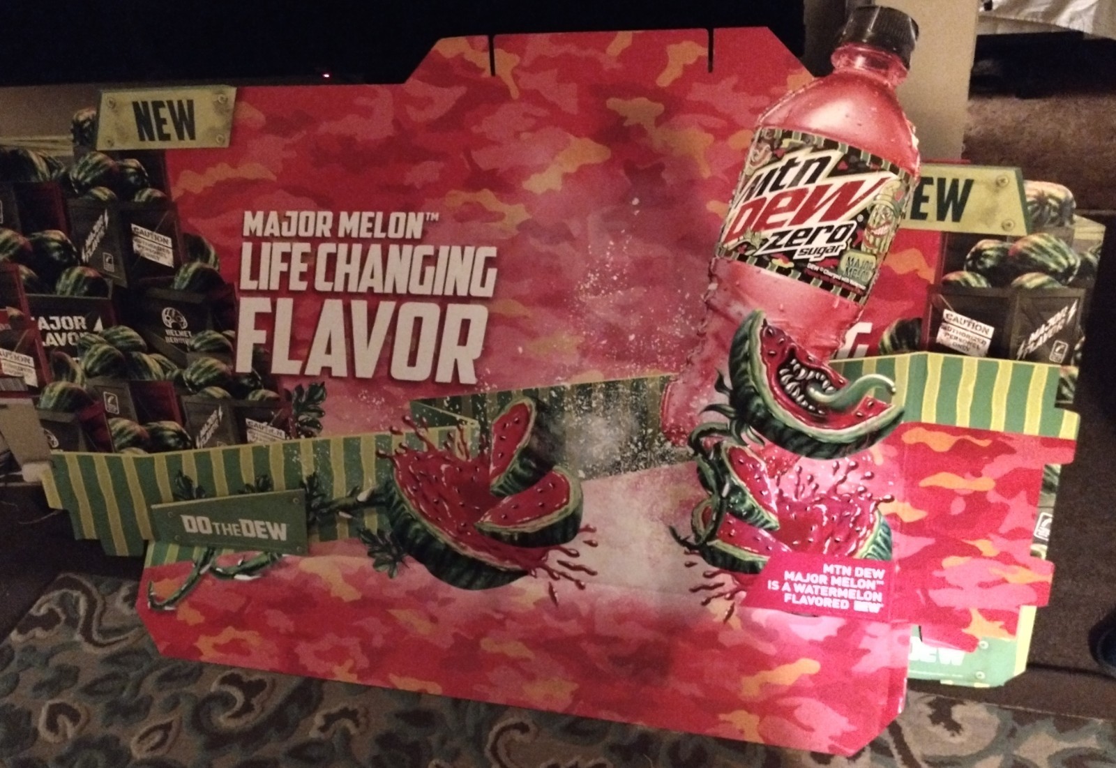 Huge XL Mountain Dew/Major Melon cardboard sign/advertisement. Poster Rare