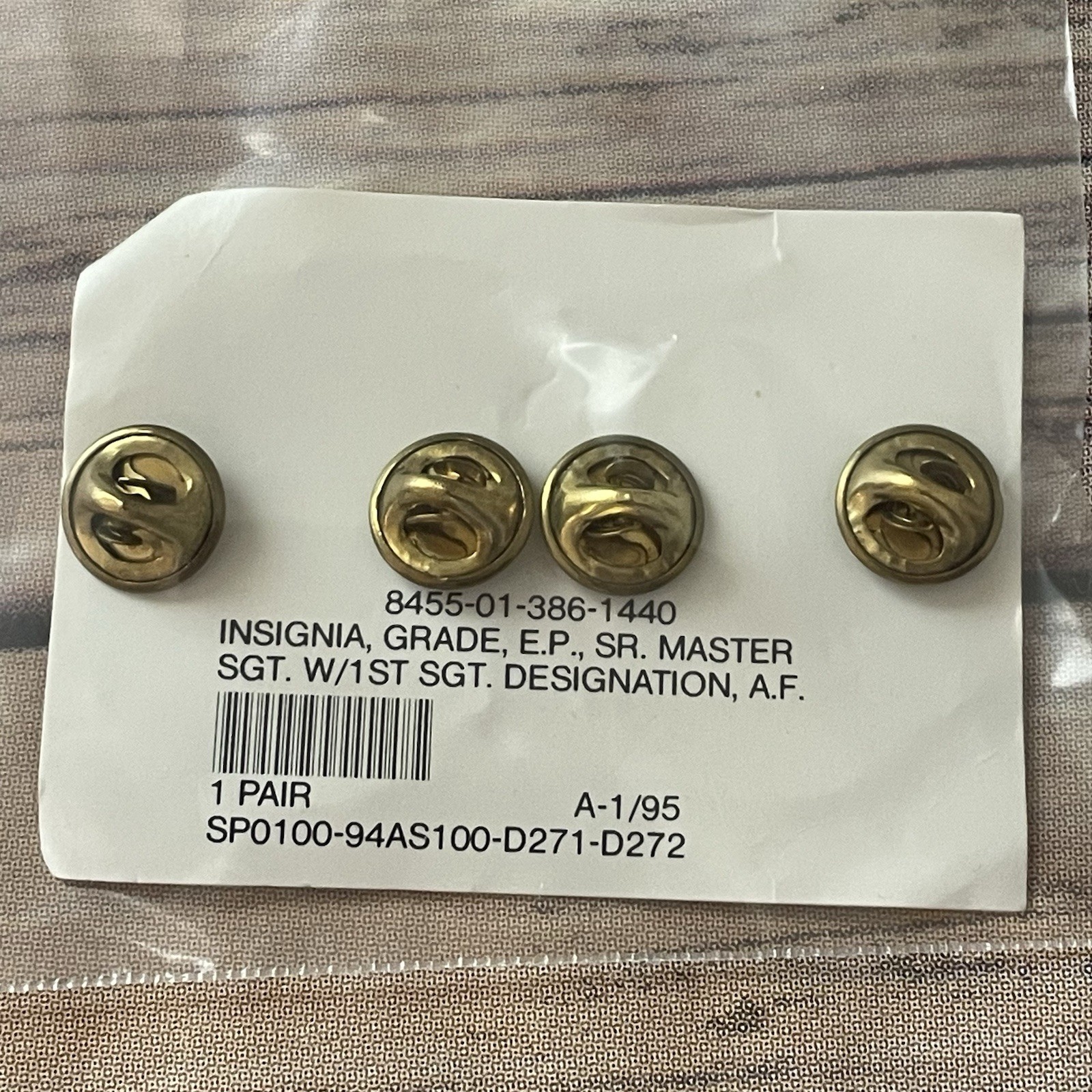 US Military Air Force USAF Rank Collar Pin SR Master Sergeant 1st Sergeant E-9