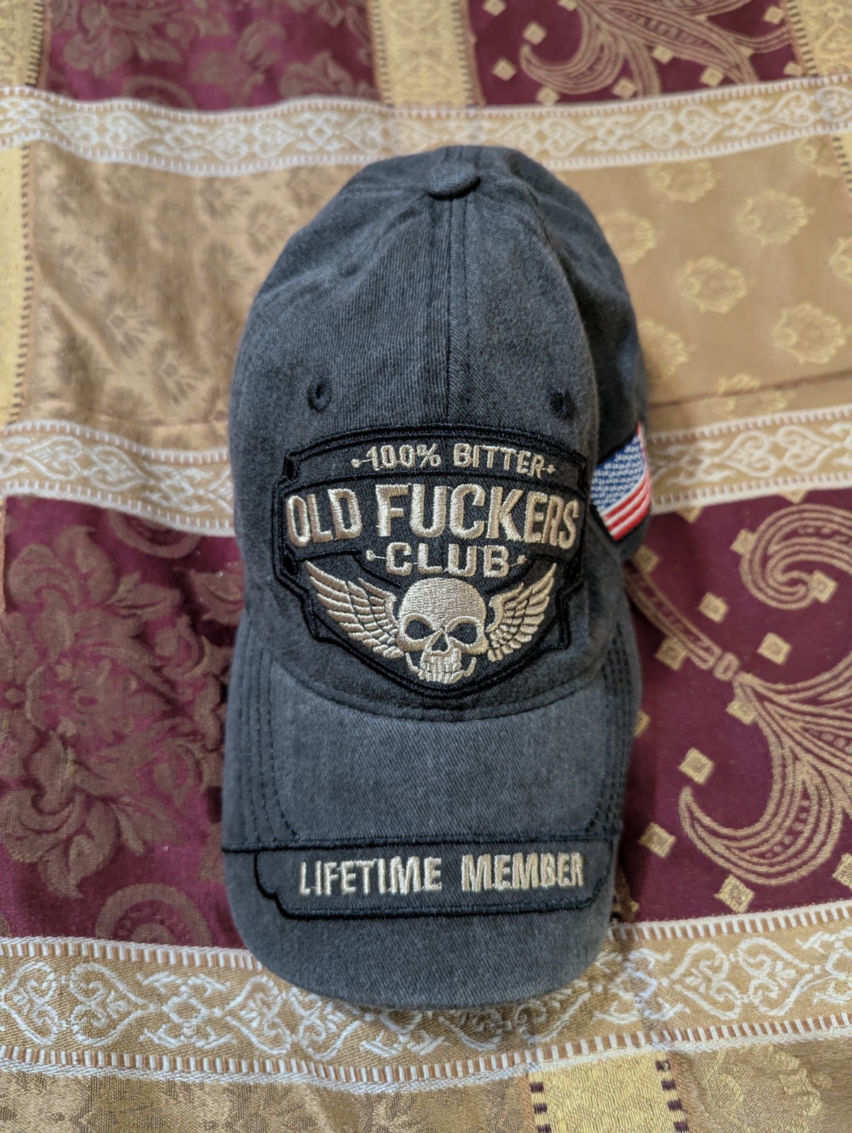 Old F*ckers Club-Vintage Baseball Cap, Adjustable lustige Distressed Hat Print