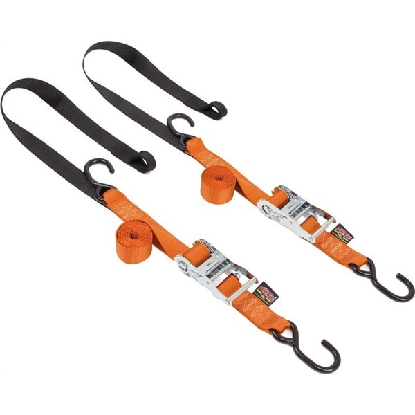 Powertye 1 1/2" Soft-Tye Tiedowns With S-Hooks | Orange/Black