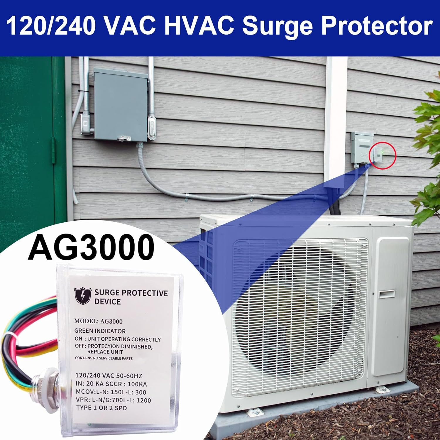AG3000 120/240V HVAC Surge Protective Device with TPMOV Technology SHIPS FREE