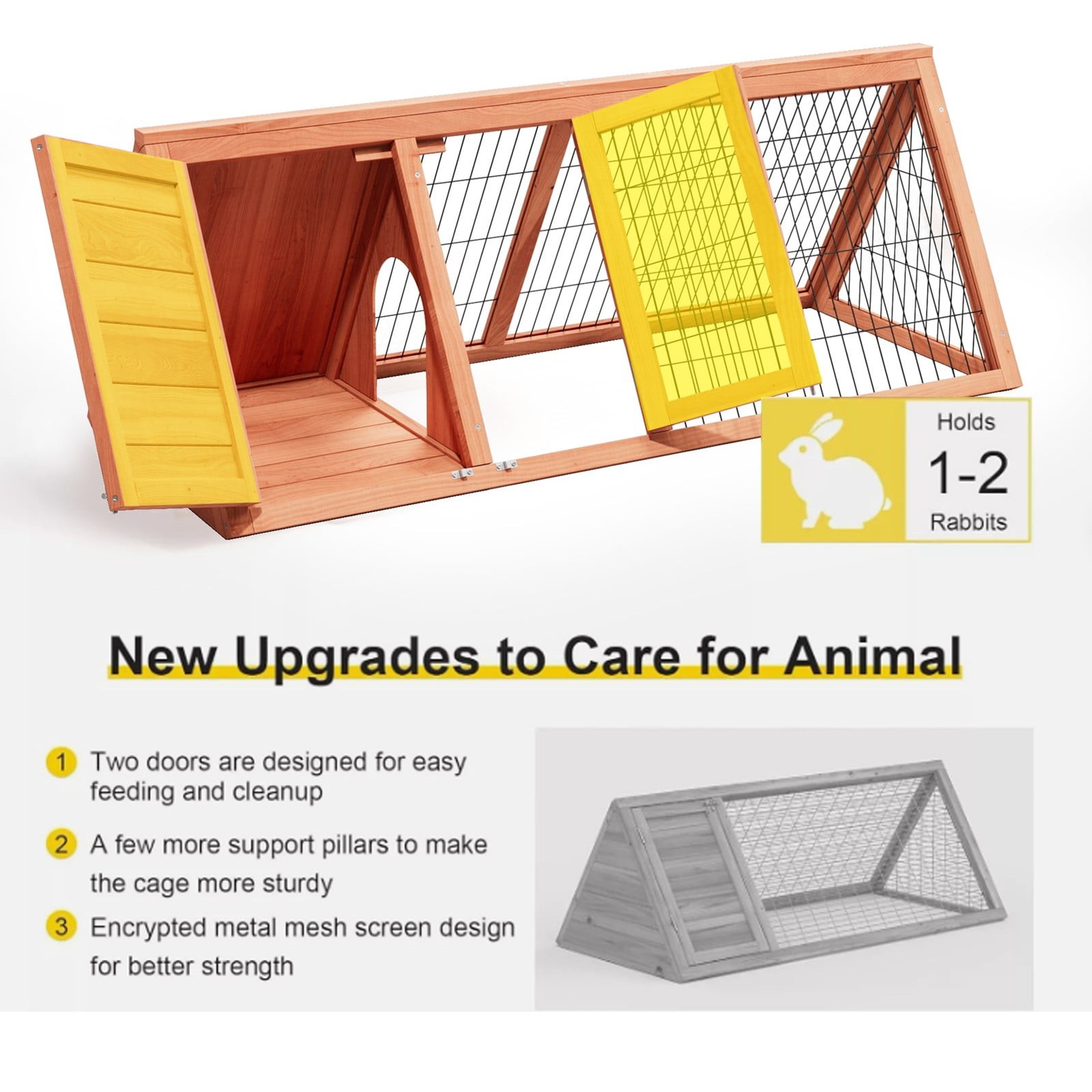 Rabbit Hutch Small Chicken Coop Wooden Pet House Bunny Cage for Small Animals