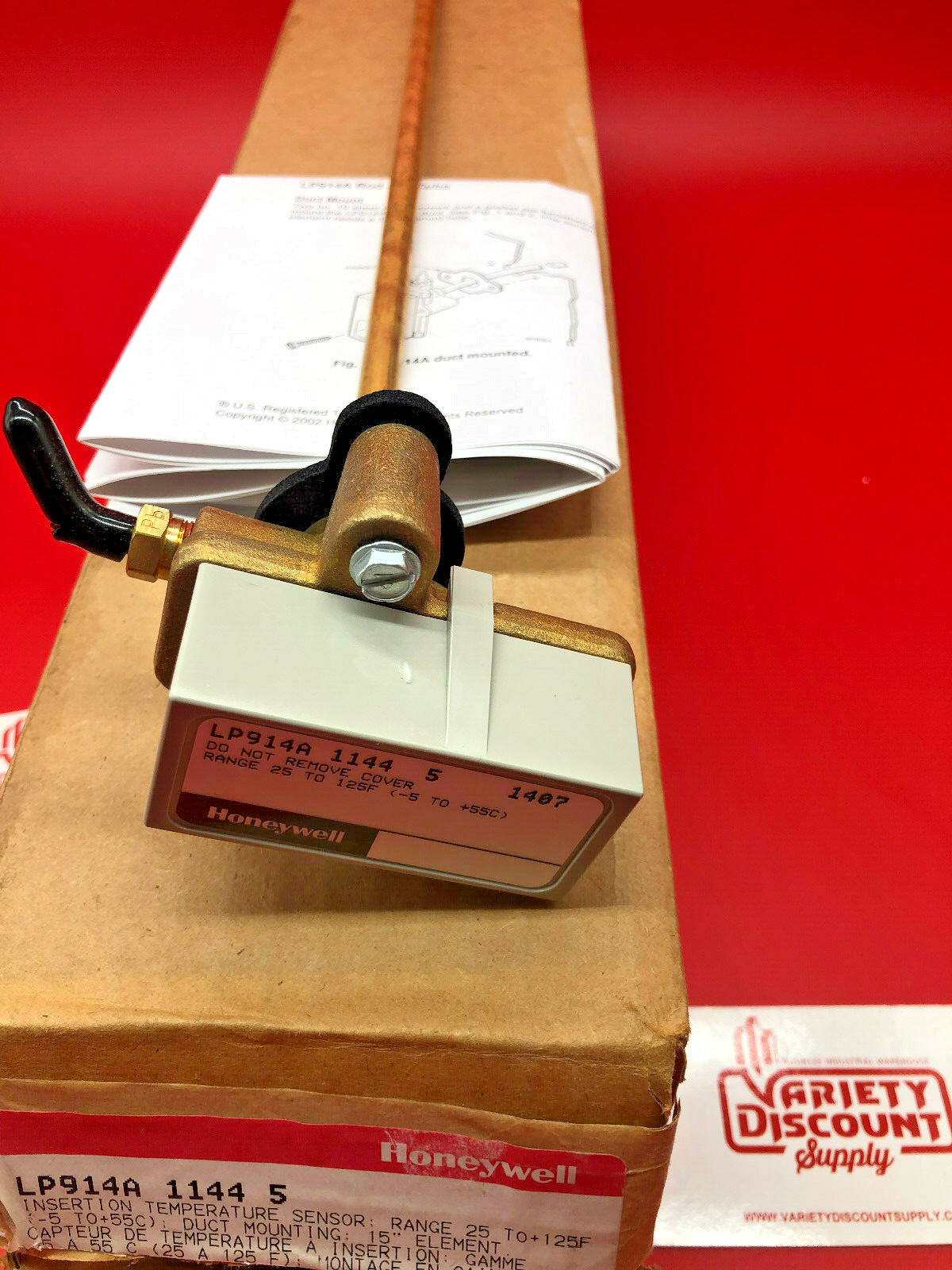 Honeywell LP914A-1144-5 Insertion Temperature Sensor 25 to 125 F LP914A11445