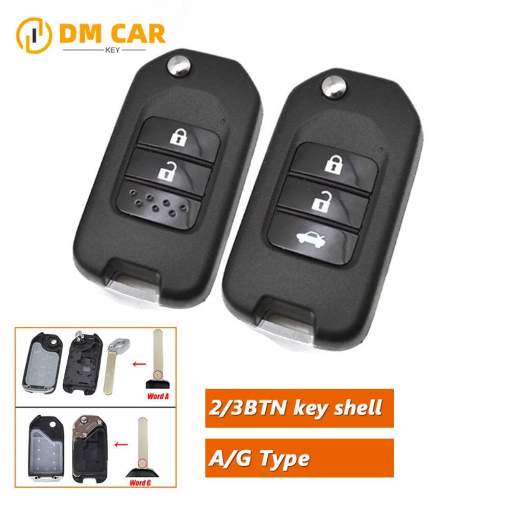 DMKEY car key case blank 2/3button for Honda XRV CRV Civic Accord City Jazz Mari