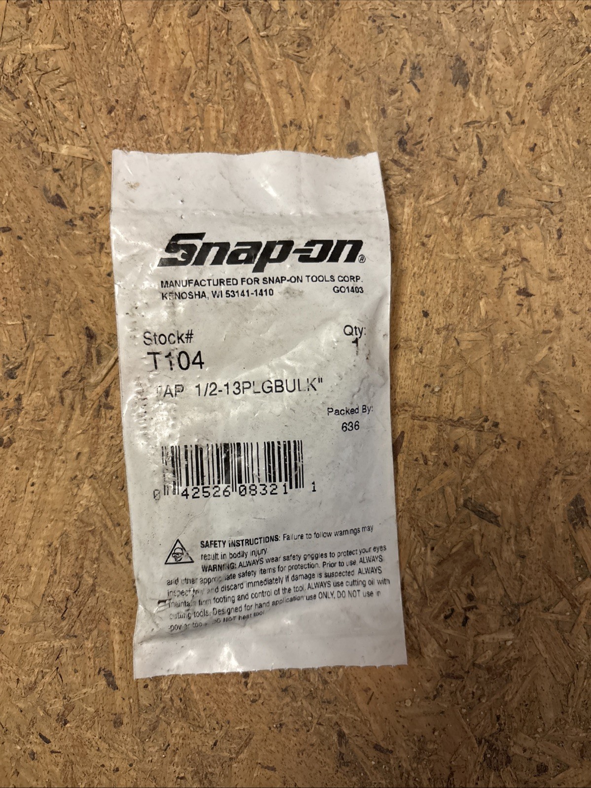 SNAP-ON TAP  T104 NEW OLD STOCK 1/2–13