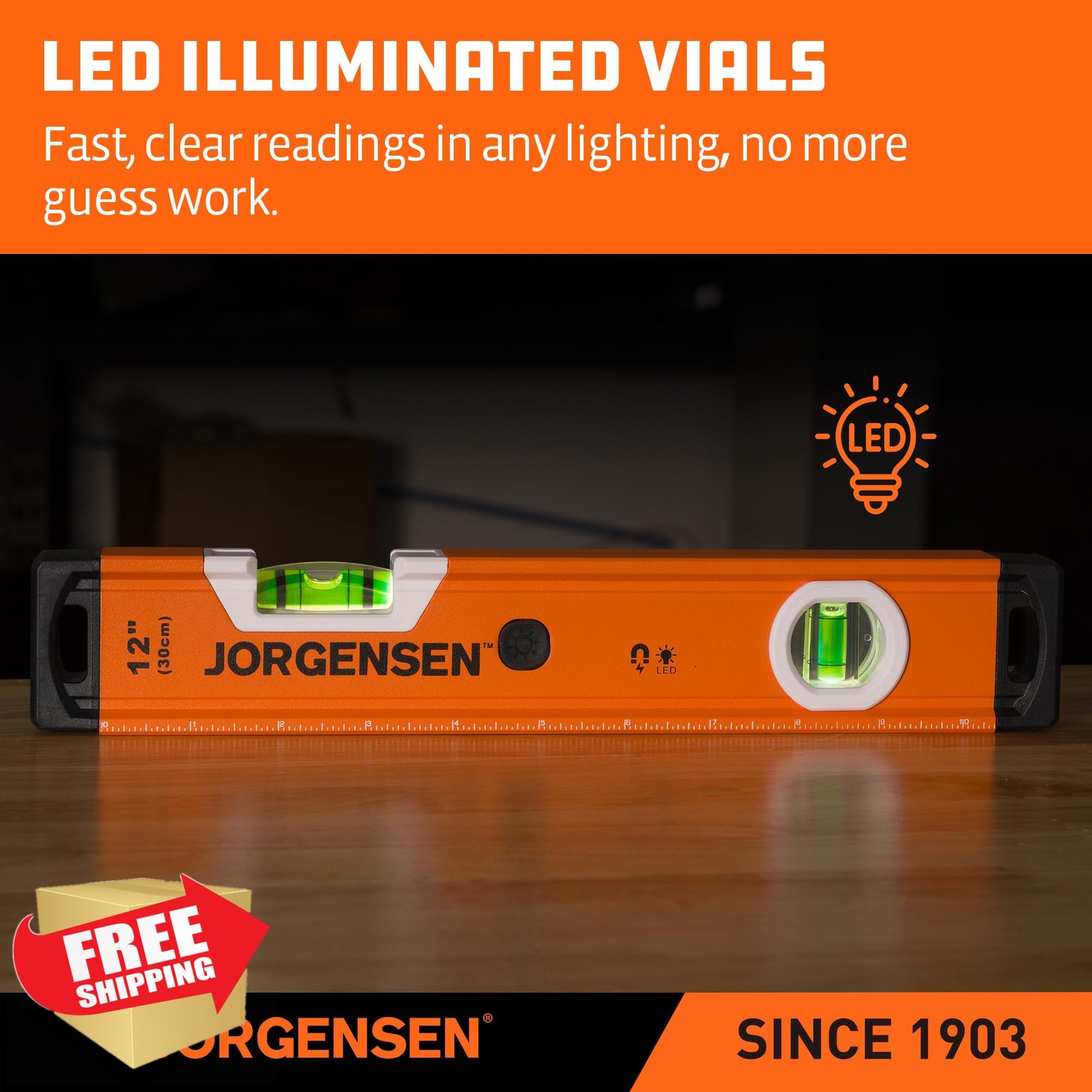 Jorgensen 12 inch LED magnetic box level