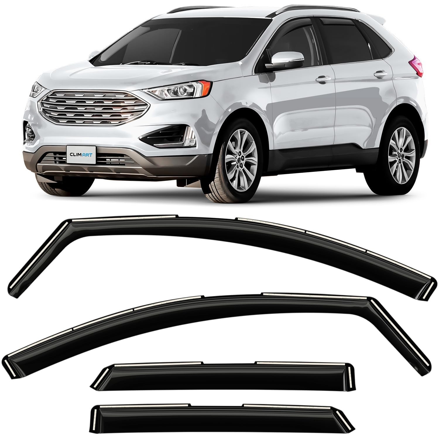 CLIM ART in-Channel Incredibly Durable Rain Guards for Ford Edge 2015-2024, O...