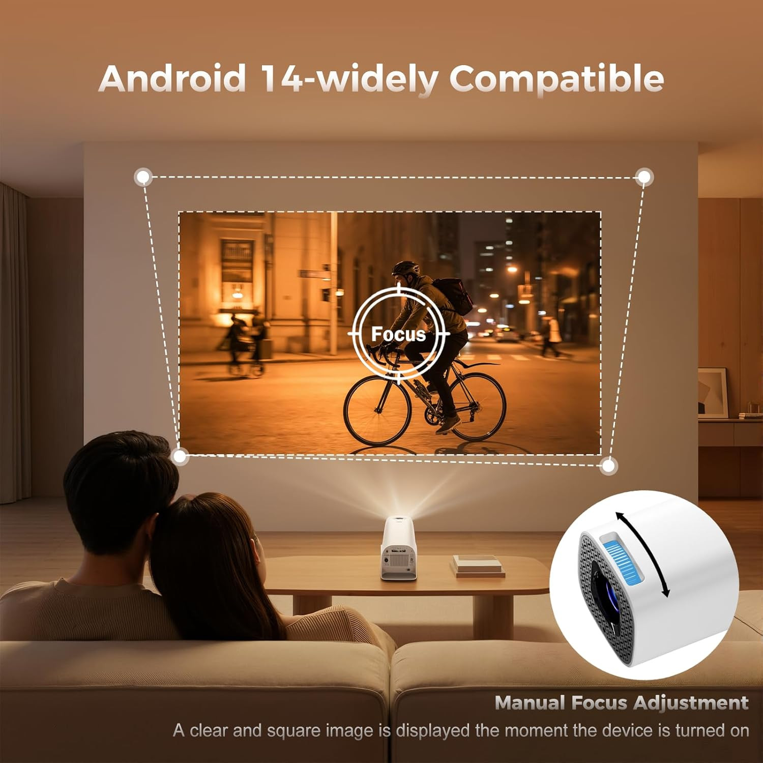 Mini Smart Projector 4K Support WiFi 6 Bluetooth Android Portable Home Theater