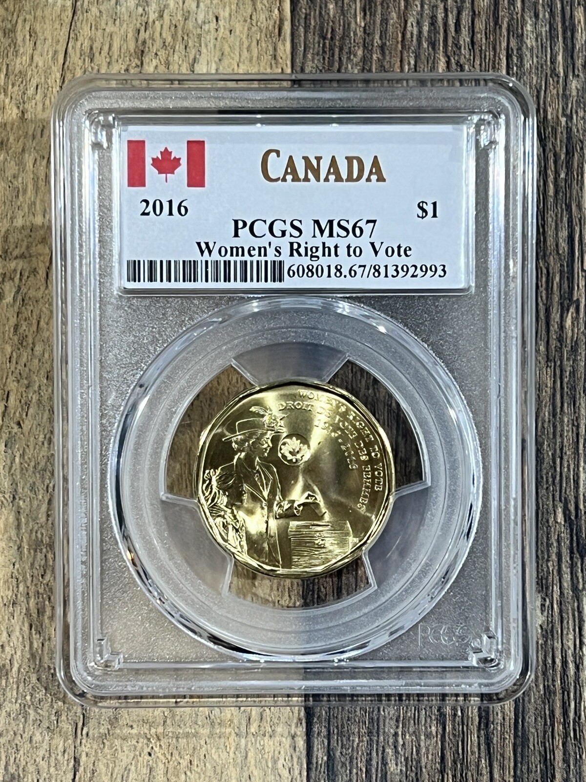 2016 Canada $1 Dollar PCGS MS67 "Women's Right to Vote" *TOP POP* Flag Label