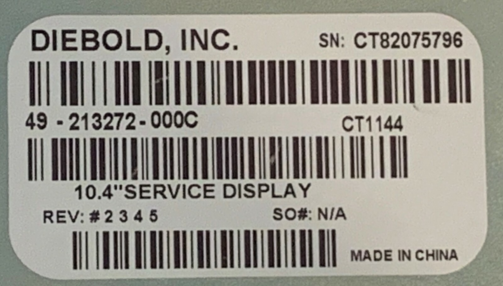 Diebold 49-213272-000C 10.4" SERVICE REPLACEMENT LCD DISPLAY 49-208350-000A