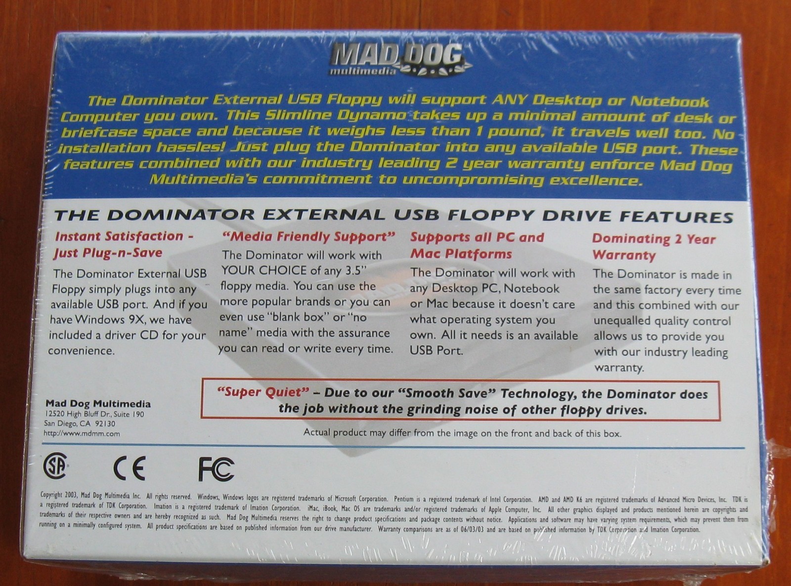 External USB Floppy Drive Mad Dog Multimedia Dominator MD-ED1F 1.4MB New SEALED