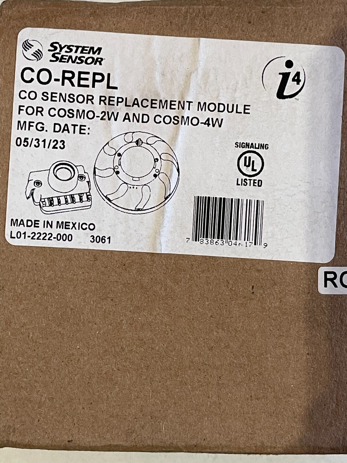 System Sensor CO-REPL Replacement CO Cell for COSMO-2W and COSMO-4W Detectors
