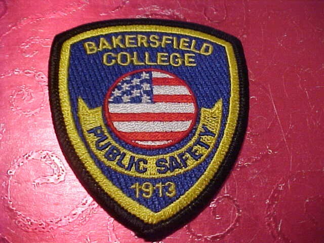 CALIFORNIA BAKERSFIELD COMMUNITY COLLEGE POLICE PATCH CAP SIZE UNUSED 3 X 2 1/2