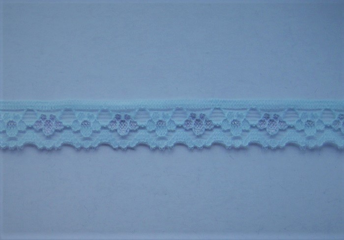 CRAFT-SEWING-LACE 10mtrs x 13mm Sky Blue/Lilac Flower Scallop Design