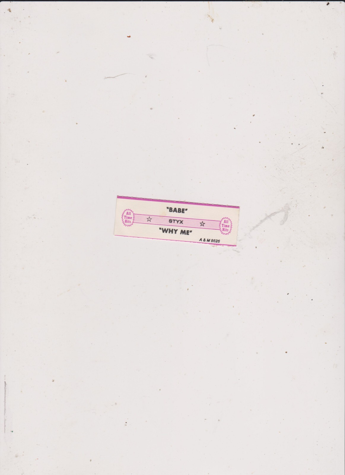 STYX-BABE JUKEBOX TITLE STRIP.FREE SHIPPING IN U S