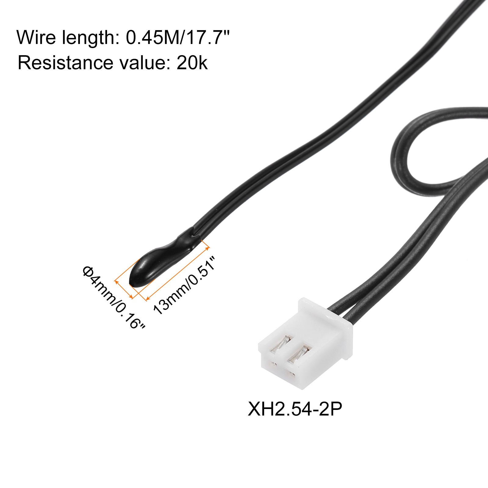 1 Pcs 20K NTC Thermal Sensor Probe,Epoxy Temp Sensor Probe 17.7 Inch